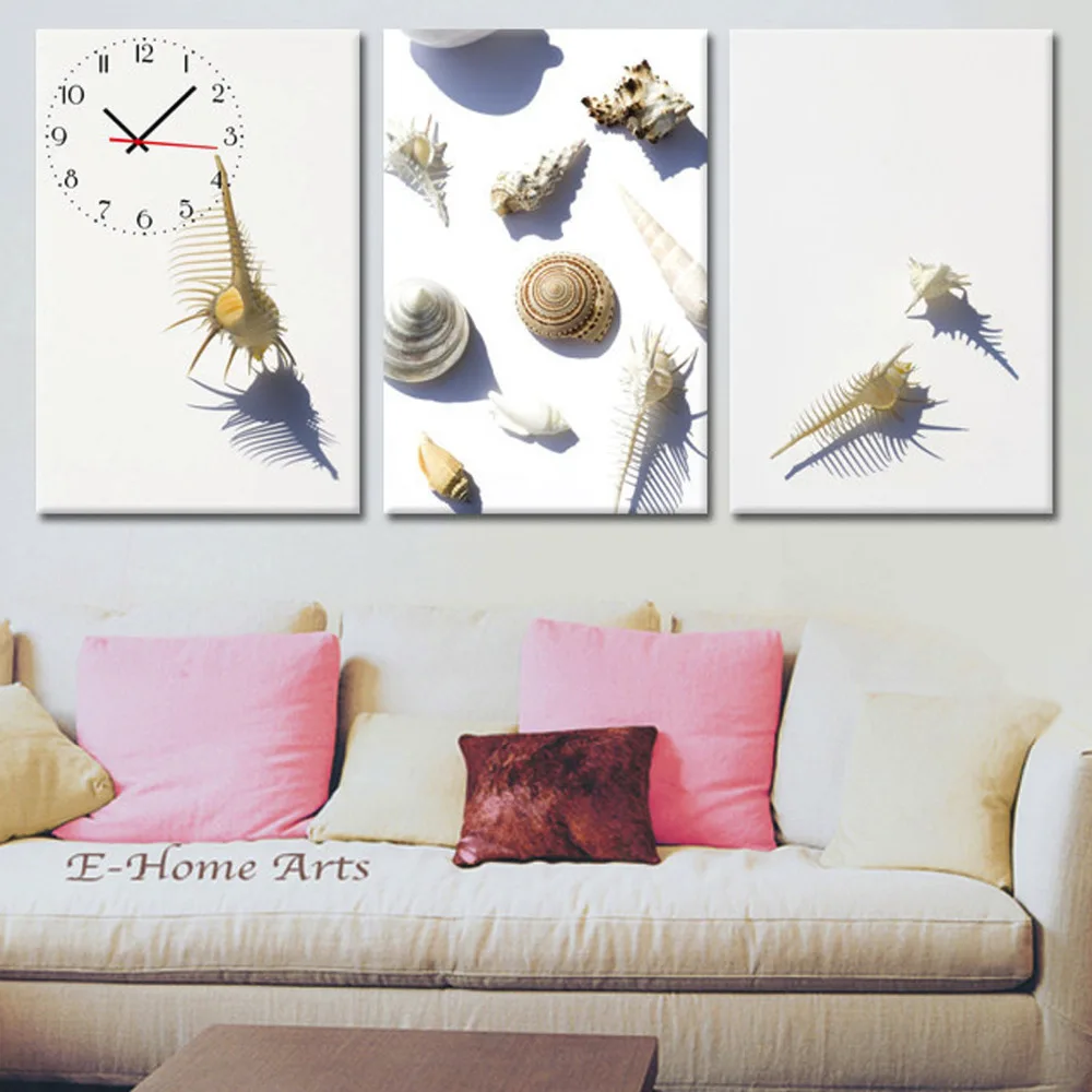 Free Shipping E-HOME Conch Clock in Canvas 3pcs wall clock 
Free Shipping E-HOME Conch Clock in Canvas 3pcs wall clock