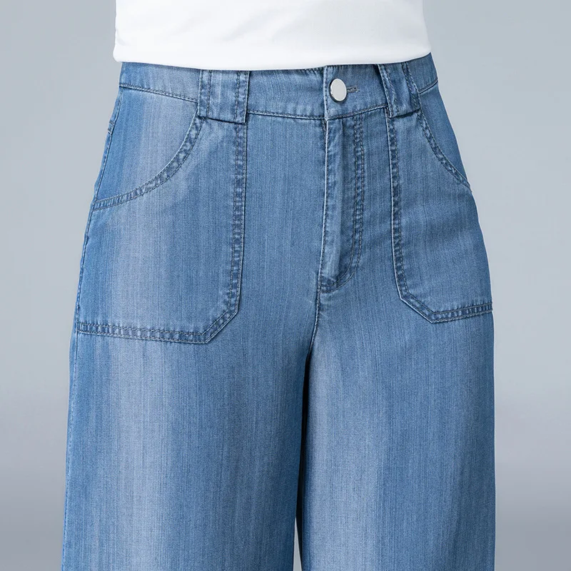 Women's Cropped Denim Pants Casual Straight Wide Leg Jeans For Summer Female Tencel Light Blue Thin Comfy Jeans Plus Size S 5XL
Women's Cropped Denim Pants Casual Straight Wide Leg Jeans For Summer Female Tencel Light Blue Thin Comfy Jeans Plus Size S 5XL