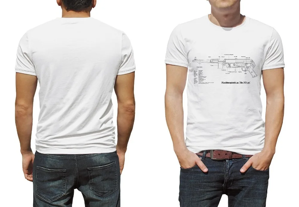 Новые классные футболки Ww2 Пособия по немецкому языку Mp 40 Mp40 план Для мужчин