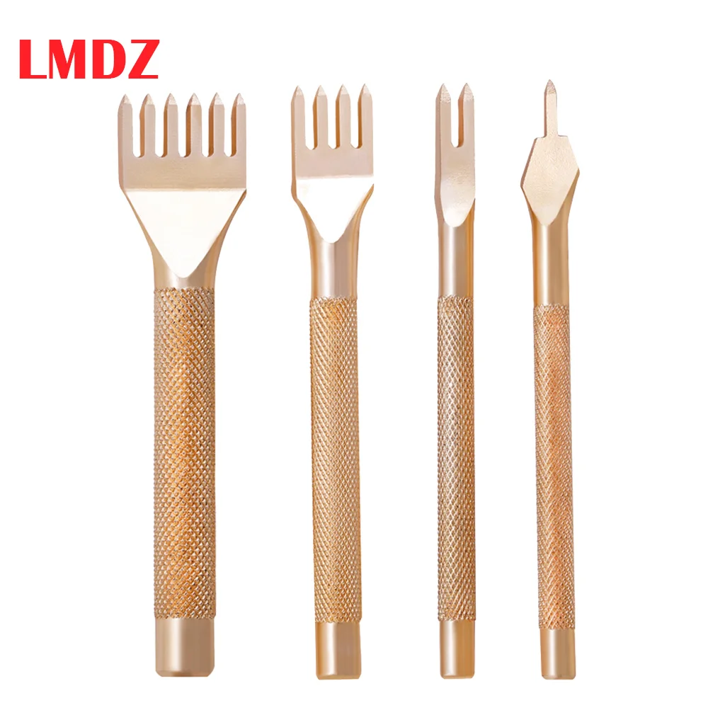 

LMDZ Leather Craft 4mm 1/2/4/6 Prong Metal DIY Diamond Lacing Stitching Chisel Set / Leathercraft Hand Working Tools Hole Punch