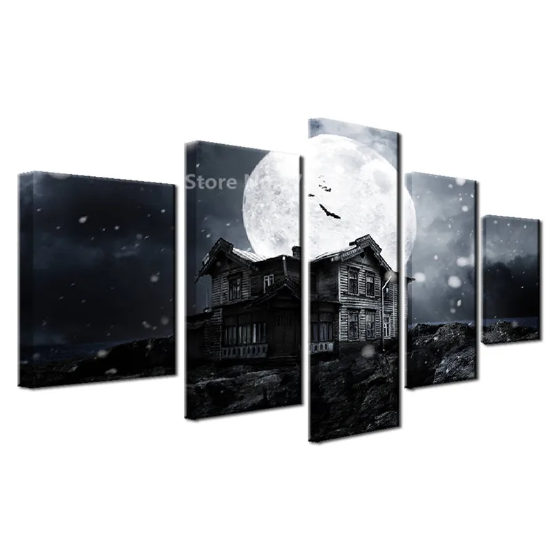 CLSTROSE Wall Art Canvas Painting HD Print Poster 5 Pieces Halloween Haunted House Full Moon Pictures Painting On The Wall 
CLSTROSE Wall Art Canvas Painting HD Print Poster 5 Pieces Halloween Haunted House Full Moon Pictures Painting On The Wall