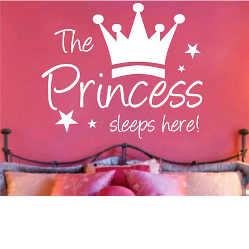 

Настенные Стикеры, корона, принцесса, сон здесь, звезда, детская комната, гостиная, декоративные наклейки на стену, виниловые съемные DIY укра...