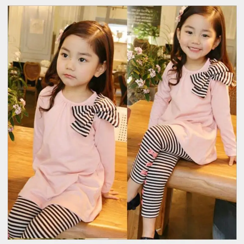 2018 New Autumn Baby Girls Clothing Sets Children Spring Long Sleeve Bowknot Outfits Baby Shirt+Stripe Pants 2pcs Sets 3-8year
2018 New Autumn Baby Girls Clothing Sets Children Spring Long Sleeve Bowknot Outfits Baby Shirt+Stripe Pants 2pcs Sets 3-8year