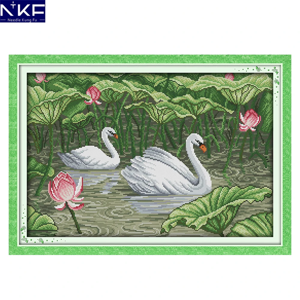 NKF Swans In Lotus Pond Cross Stitch Handmade Craft Painting Needlework Embroidery Kit Cross Stitching Set for Home Decor
NKF Swans In Lotus Pond Cross Stitch Handmade Craft Painting Needlework Embroidery Kit Cross Stitching Set for Home Decor