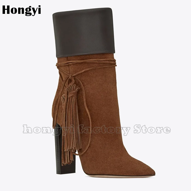 Fashion Thick High Heel European Style Fringe Designer High Heel Boots Women Tassel Pointed Toe Mid-calf Gladiator Block Booty
Fashion Thick High Heel European Style Fringe Designer High Heel Boots Women Tassel Pointed Toe Mid-calf Gladiator Block Booty