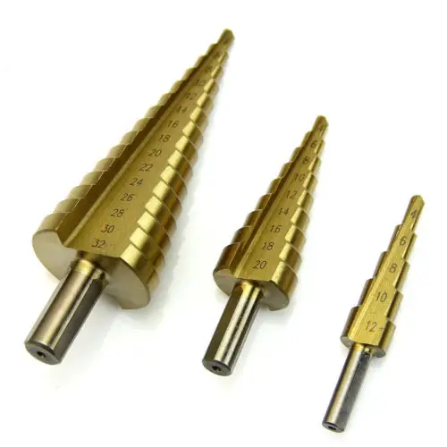 Fixmee 4-12mm 4-20mm 4-32mm HSS 4241 Steel Large Step Cone Titanium Coated Metal Drill Bit Cut Tool Set Hole Cutter
Fixmee 4-12mm 4-20mm 4-32mm HSS 4241 Steel Large Step Cone Titanium Coated Metal Drill Bit Cut Tool Set Hole Cutter
