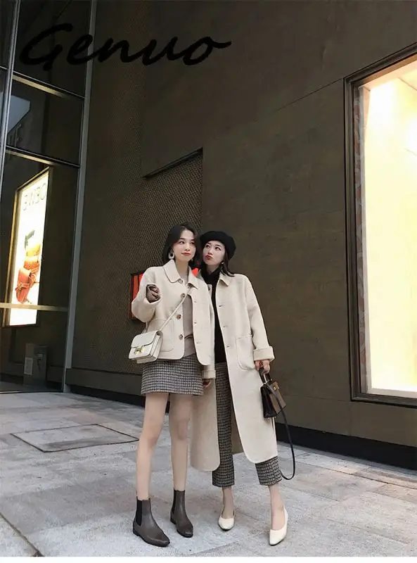 Wool Women Solid Chic Single Breasted Pockets Kawaii Short Blends Students All-match Thicker Coat Womens Elegant Woolen Coats
Wool Women Solid Chic Single Breasted Pockets Kawaii Short Blends Students All-match Thicker Coat Womens Elegant Woolen Coats