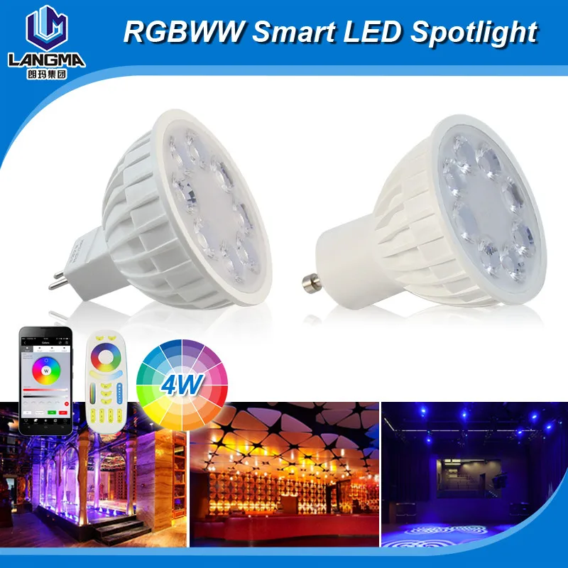 AC85 265V смартфон app управления 4 Вт 2.4 Г РФ Mi свет RGB двойной белый GU10 СВЕТОДИОДНЫЕ