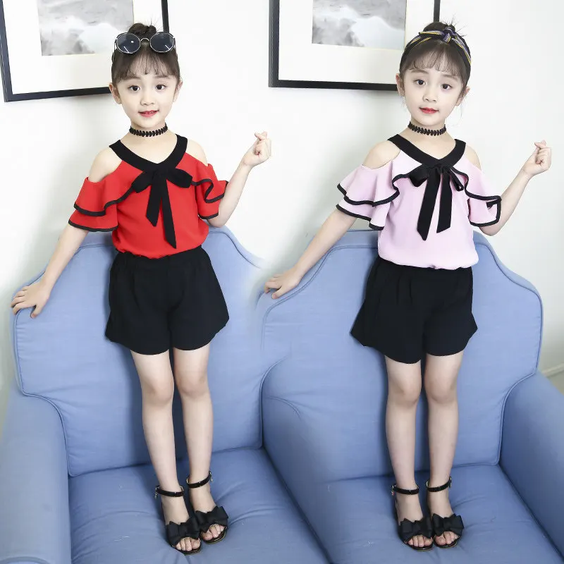 New Arrival Trendy Summer Kids Trendy Chiffon Clothes Set Sexy Girls Off-Shoulder T-shirt with Frills + Shorts Clothing Set
New Arrival Trendy Summer Kids Trendy Chiffon Clothes Set Sexy Girls Off-Shoulder T-shirt with Frills + Shorts Clothing Set