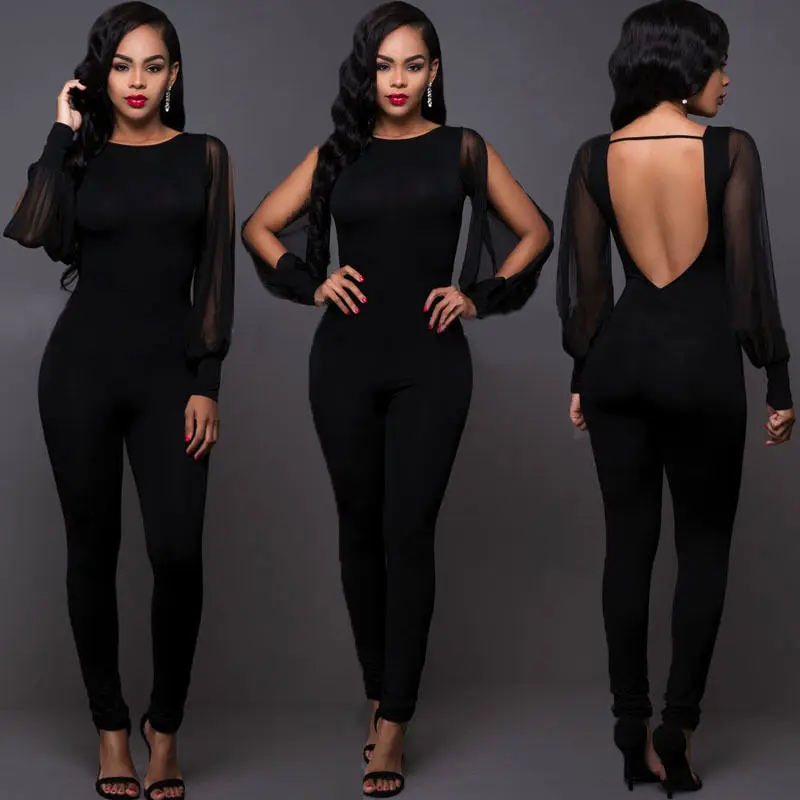 Women Ladies sexy hot Clubwear playsuit long sleeve mesh patchwork backless o-neck Bodycon skinny Jumpsuit&Romper Trousers
Women Ladies sexy hot Clubwear playsuit long sleeve mesh patchwork backless o-neck Bodycon skinny Jumpsuit&Romper Trousers
