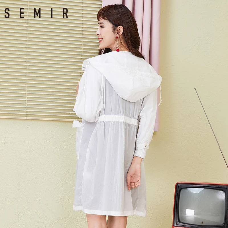 SEMIR Женская мода Стиль свободного кроя пальто пояс белый Длинная Верхняя одежда