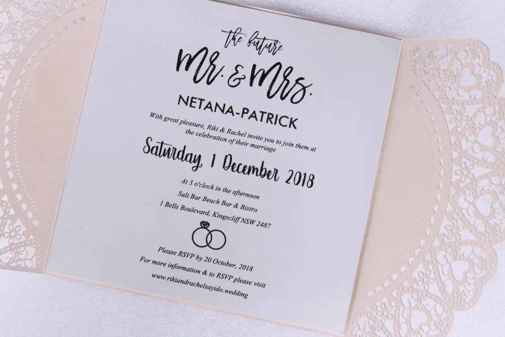 Romantic Wedding Invitation Pink Laser Cut Invitations Customized Wedding Invite With Envelope - Set of 50pcs
Romantic Wedding Invitation Pink Laser Cut Invitations Customized Wedding Invite With Envelope - Set of 50pcs