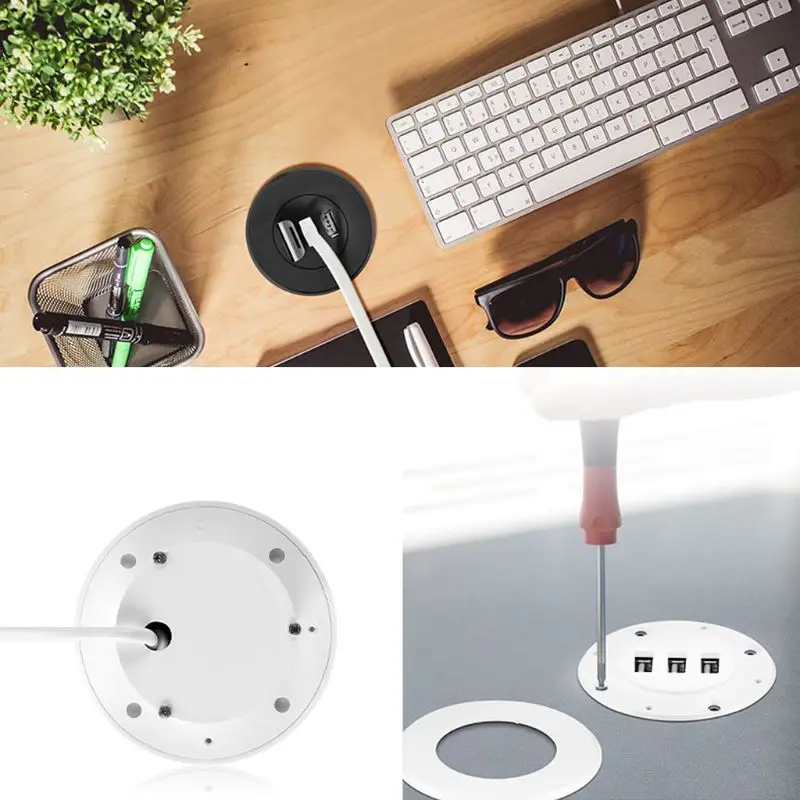 2021 New 5cm Grommet Hole In-Desk Mounting 3 Ports USB 2.0 Hub For Laptop PC Computer NEWEST BLACK | Компьютеры и офис