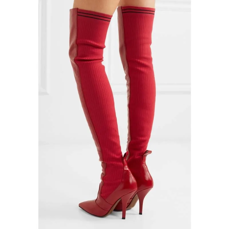 Fashion over the knee female boots patch work elastic zip thin high heel pointed toe woman long boots red
Fashion over the knee female boots patch work elastic zip thin high heel pointed toe woman long boots red