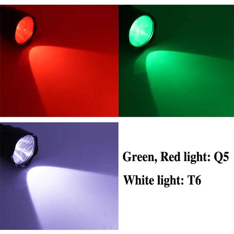 Anjoet C8 CREE XM-L T6 белый/зеленый/красный светодиодный тактический фонарик с батареей