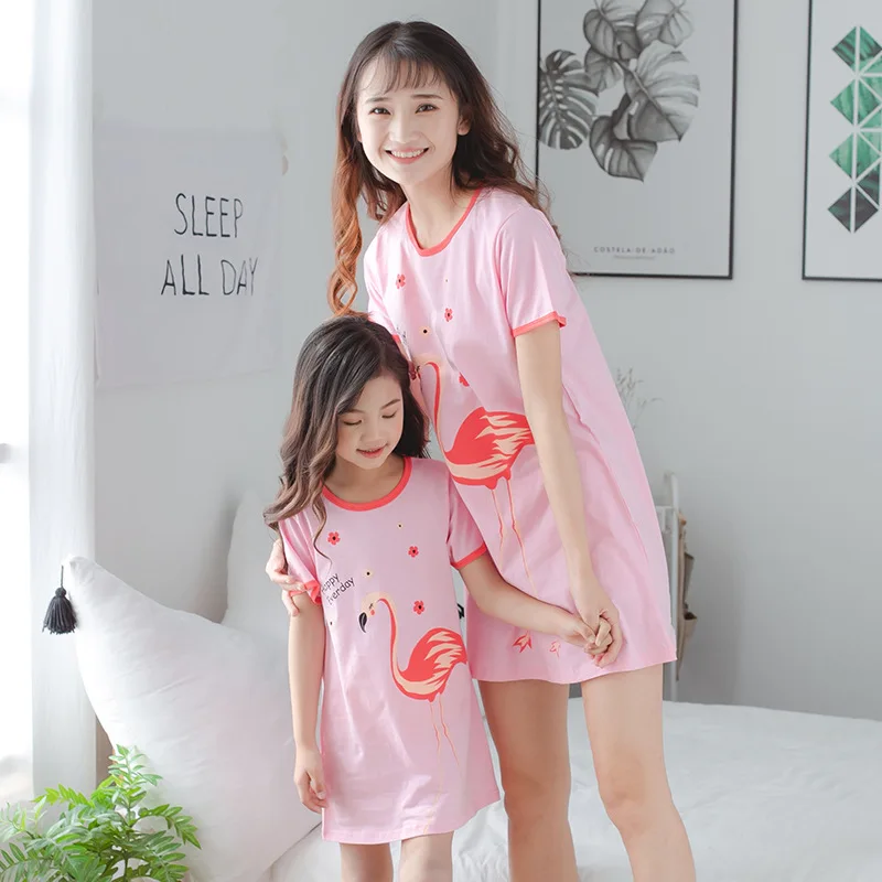 Parent-Child Summer Pajamas Dress Girls Cotton Home Clothes Thin Cartoon Mother-daughter Dresses Princess Sleepwear
Parent-Child Summer Pajamas Dress Girls Cotton Home Clothes Thin Cartoon Mother-daughter Dresses Princess Sleepwear