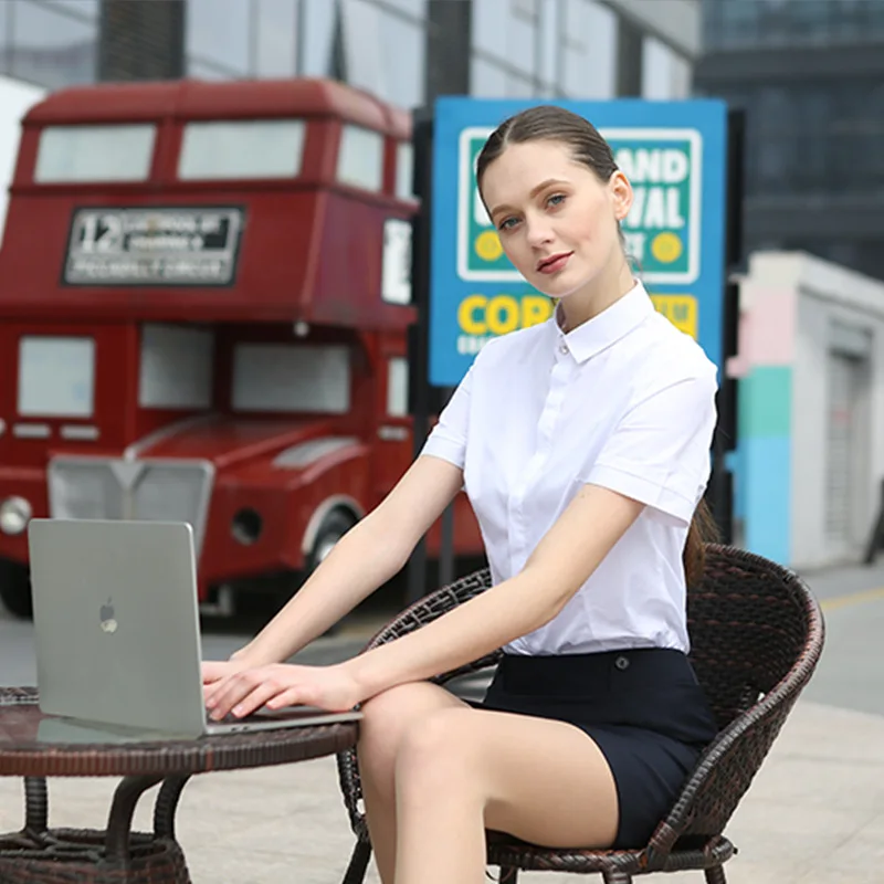 2019 New Fashion Summer Qualities Women's Office Lady Formal Party Short Sleeve Turn Down Collar Blouse Casual Solid White Shirt
2019 New Fashion Summer Qualities Women's Office Lady Formal Party Short Sleeve Turn Down Collar Blouse Casual Solid White Shirt
