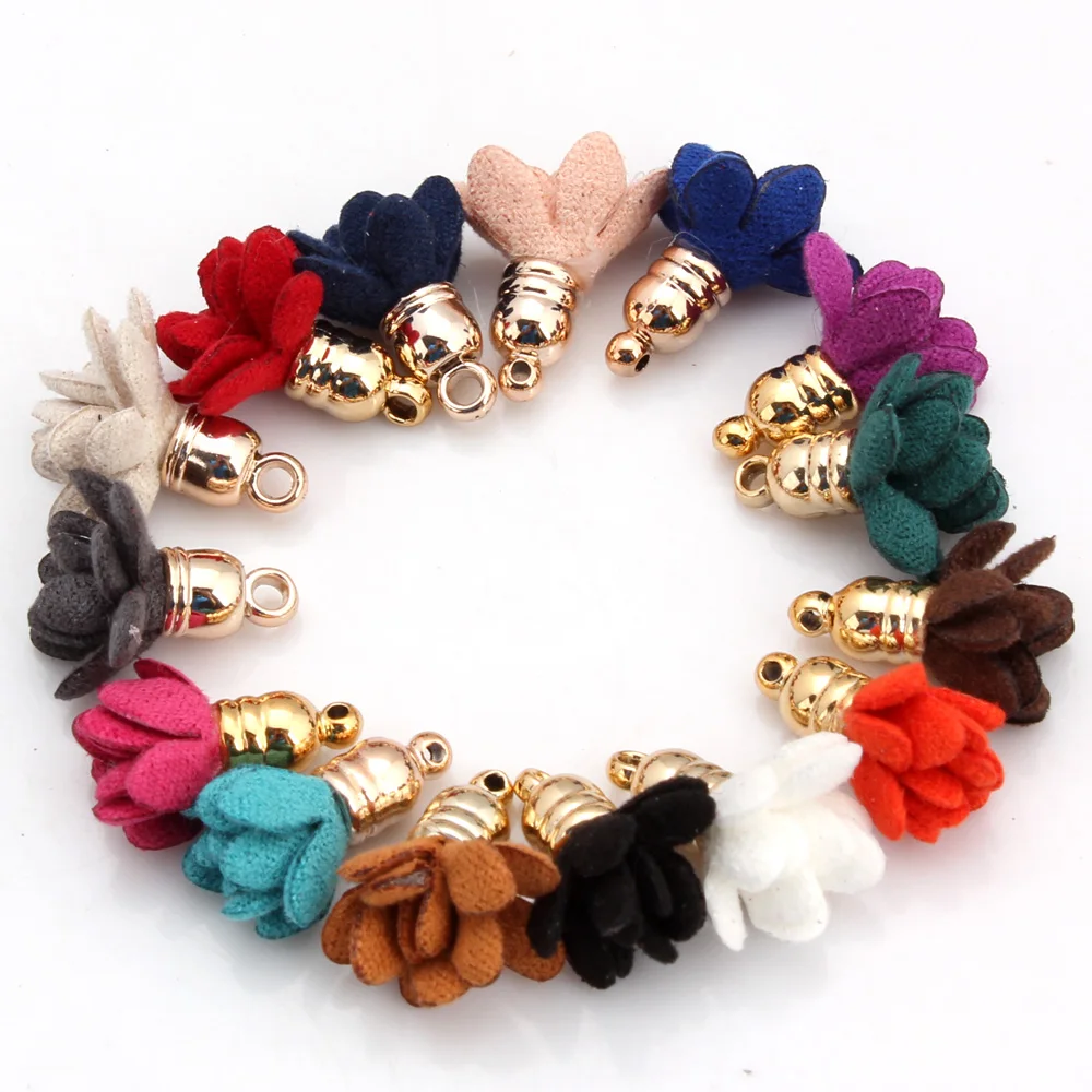 OlingArt 10PCS/LOT flower pendant suede tassel DIY Jewerly making with gold bell for earring findings and jewelry parts
OlingArt 10PCS/LOT flower pendant suede tassel DIY Jewerly making with gold bell for earring findings and jewelry parts