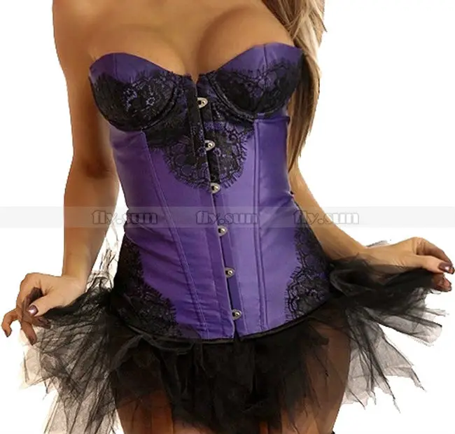 Purple Lace Decorated Overbust Corset with Suspender Underwire Bustier Top Sexy Lingerie + Black TuTu Skirt S M L XL 2XL
Purple Lace Decorated Overbust Corset with Suspender Underwire Bustier Top Sexy Lingerie + Black TuTu Skirt S M L XL 2XL