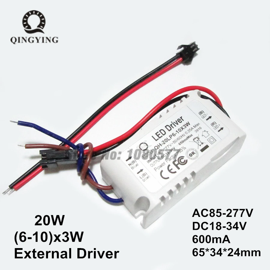 5pcs AC85-277V 20W Isolation LED Driver, 6-10x3w 600mA Constant Current Power Driver for ceiling light lamps
5pcs AC85-277V 20W Isolation LED Driver, 6-10x3w 600mA Constant Current Power Driver for ceiling light lamps