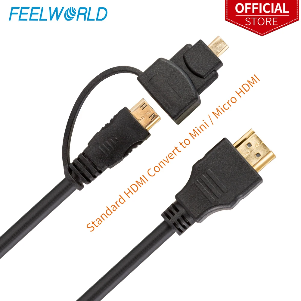 Feelworld High Speed HDMI convert to Mini Micro cable Quality Video Cable 1m 1.4 Version Gold Plated Male | Электроника