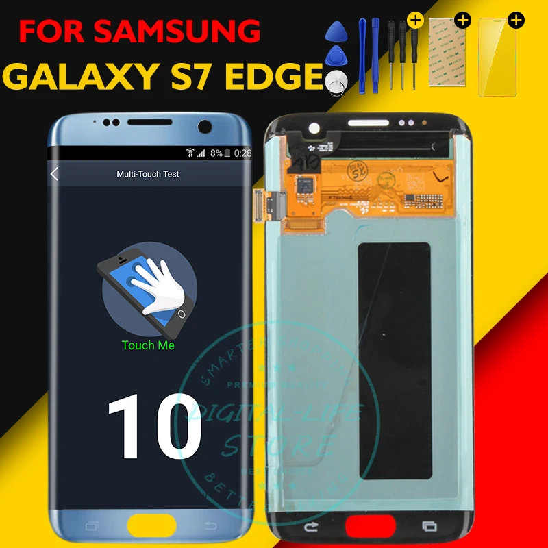 ЖК дисплей для Samsung Galaxy S7 edge сенсорный экран дигитайзер в сборе G935F замена ремонт