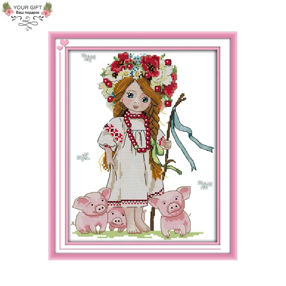 Joy Sunday Little Pig And Flower Girl Home Decor RA108 14CT 11CT Counted Stamped Girl Piglets Needlework Cross Stitch kit
Joy Sunday Little Pig And Flower Girl Home Decor RA108 14CT 11CT Counted Stamped Girl Piglets Needlework Cross Stitch kit