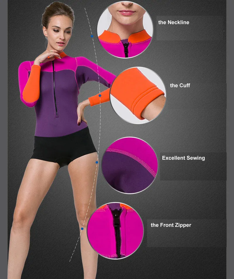 NEW Arrival 2016 Spring/Summer 2mm Neoprene Wetsuit Women Front Zipper Long Sleeve + Panty One-piece Swim Suit Swimwear Jumpsuit
NEW Arrival 2016 Spring/Summer 2mm Neoprene Wetsuit Women Front Zipper Long Sleeve + Panty One-piece Swim Suit Swimwear Jumpsuit