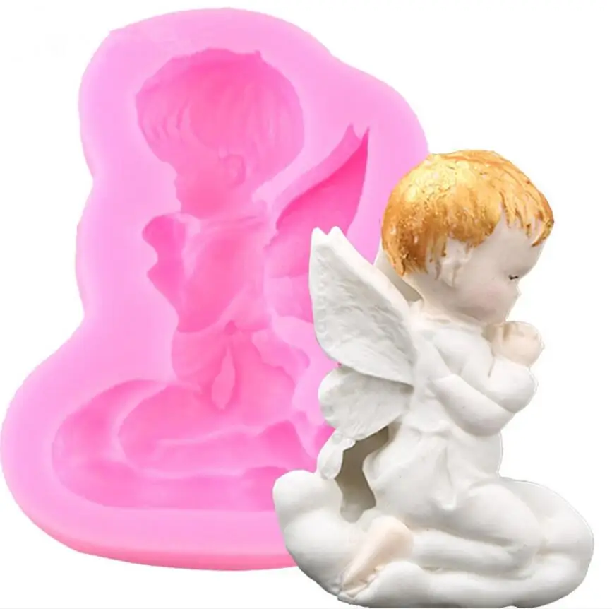 3D религиозный ангел мальчик Форма Sugarcraft Торт Силиконовые помадные формы свечная