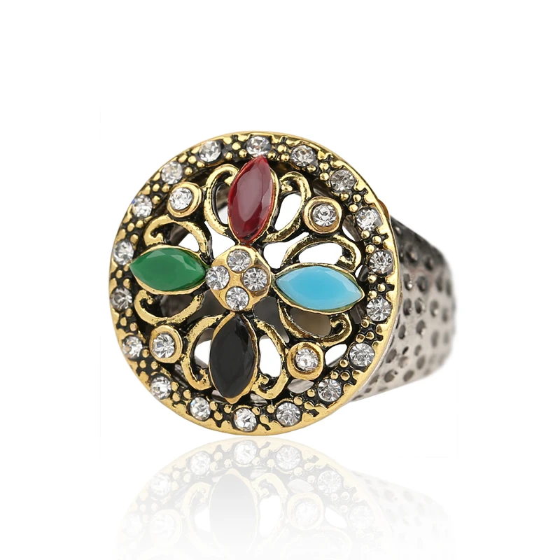 2015 Модные кольца для женщин изящные двойные с тибетским серебряным кристаллом