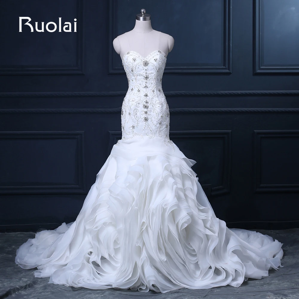 Luxury New Real Wedding Gown Sweetheart Beading Crystal Top Organza Ruffles Mermaid White Wedding Dresses for Bridal ASAFN66
Luxury New Real Wedding Gown Sweetheart Beading Crystal Top Organza Ruffles Mermaid White Wedding Dresses for Bridal ASAFN66