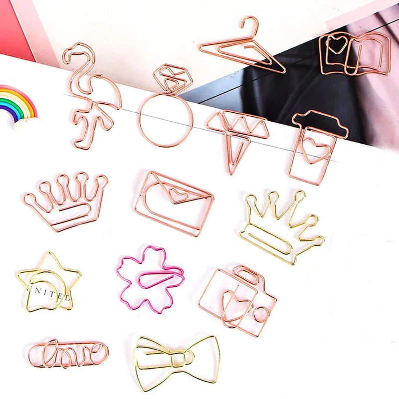 3 шт./лот Kawaii розовые Золотые зажимы для бумаги закладка металлическая офиса