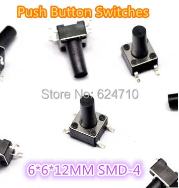 1000PCS 6*6*12MM 6mm*6mm*12mm Push Button Switches SMD Tactile Switches Push Button Tact Switch 6x6x12mm Micro Switch
1000PCS 6*6*12MM 6mm*6mm*12mm Push Button Switches SMD Tactile Switches Push Button Tact Switch 6x6x12mm Micro Switch