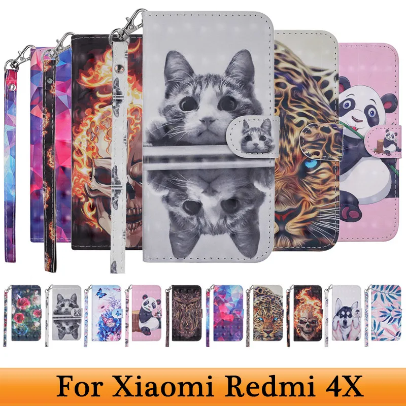 Чехол для Xiaomi Redmi 4X кожаный чехол бумажник с откидной крышкой сумка тиснением в