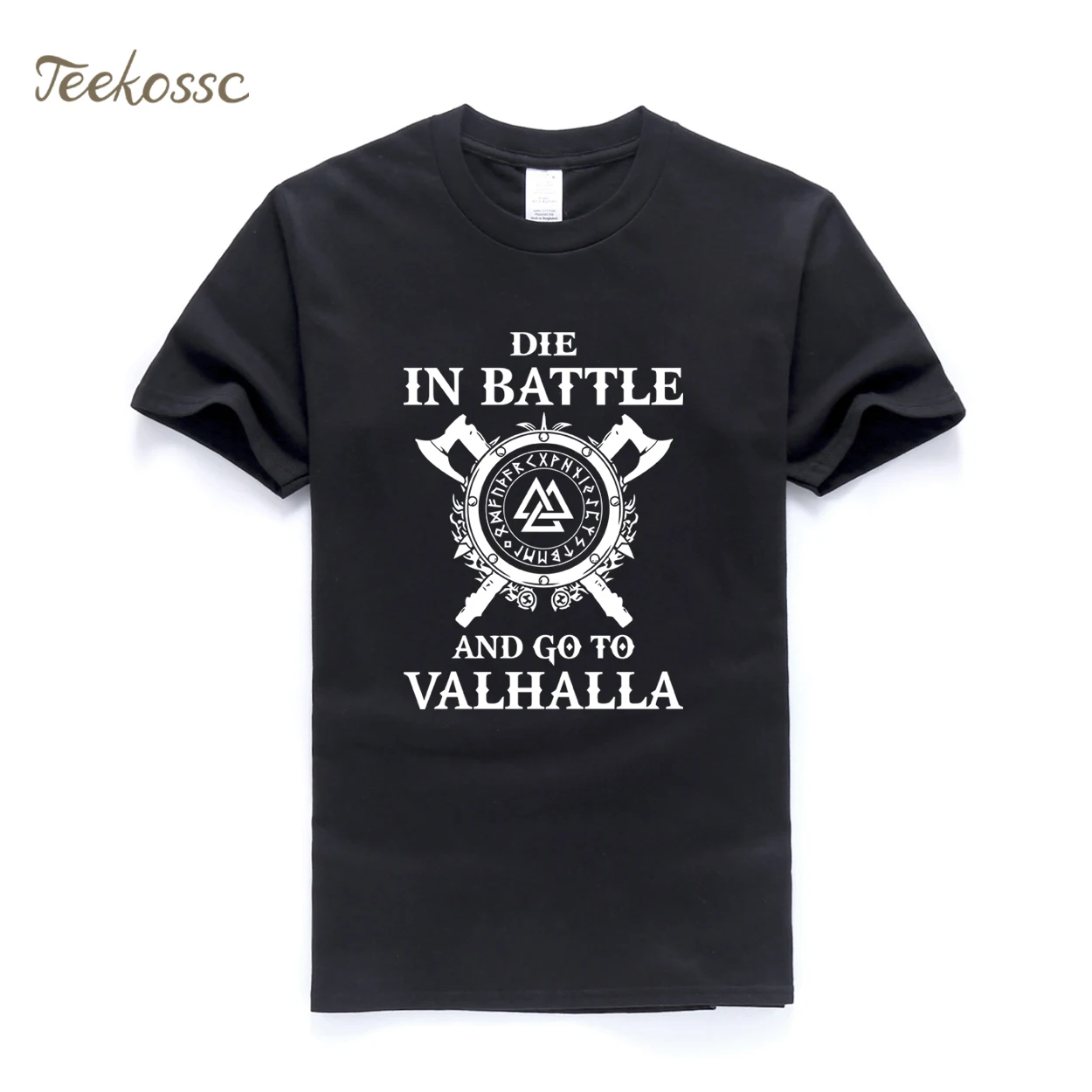 Футболка мужская с рисунком Одина и Викинга летняя рубашка надписью Die In Battle And Go To