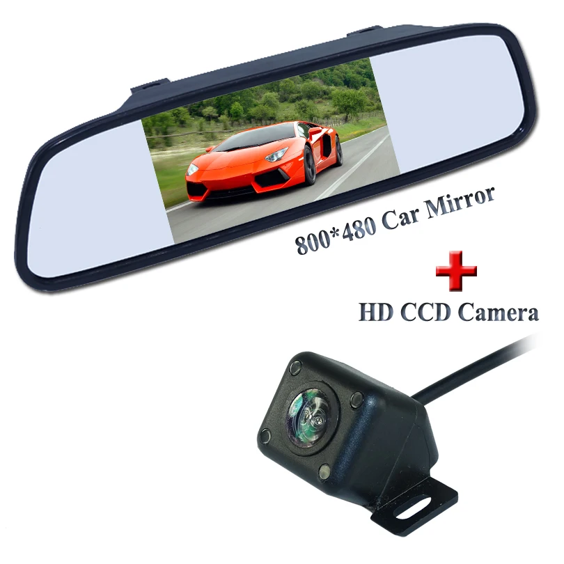 

New 2 in 1, 5" TFT LCD Car Mirror Monitors Sunvisor+Rear View Camera Reverse Backup Parking Assistance+Hot Selling