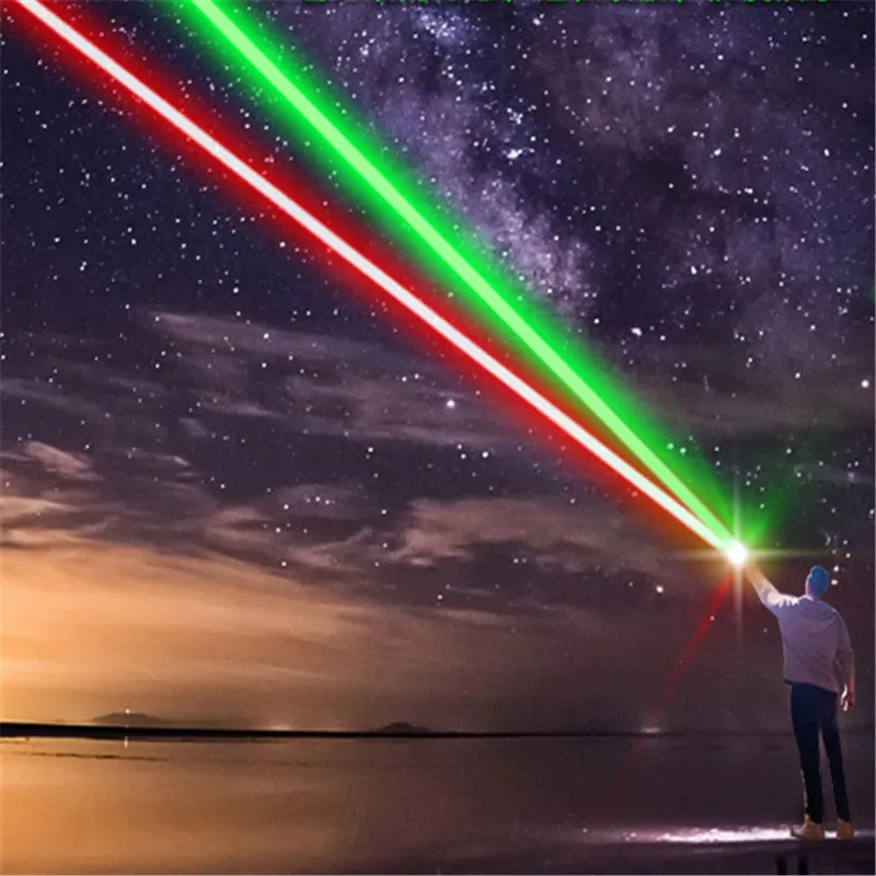 Фото 10000 м мощный 2 в 1 красный зеленый лазерный указатель - купить