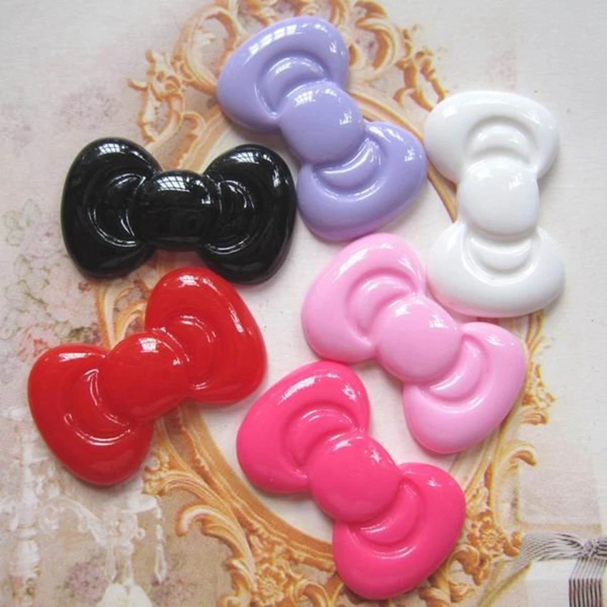 

Hot Sale For DIY Decoration 30pcs Mixed 18*28mm Very Cute Flat Back Resin Cabochon Bow
