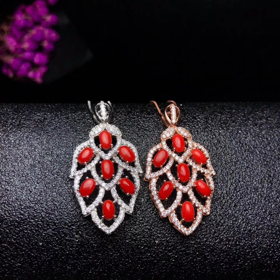 Natural red coral gem pendant S925 silver Natural gemstone Pendant Necklace trendy Leaf Grape string women party gift jewelry
Natural red coral gem pendant S925 silver Natural gemstone Pendant Necklace trendy Leaf Grape string women party gift jewelry