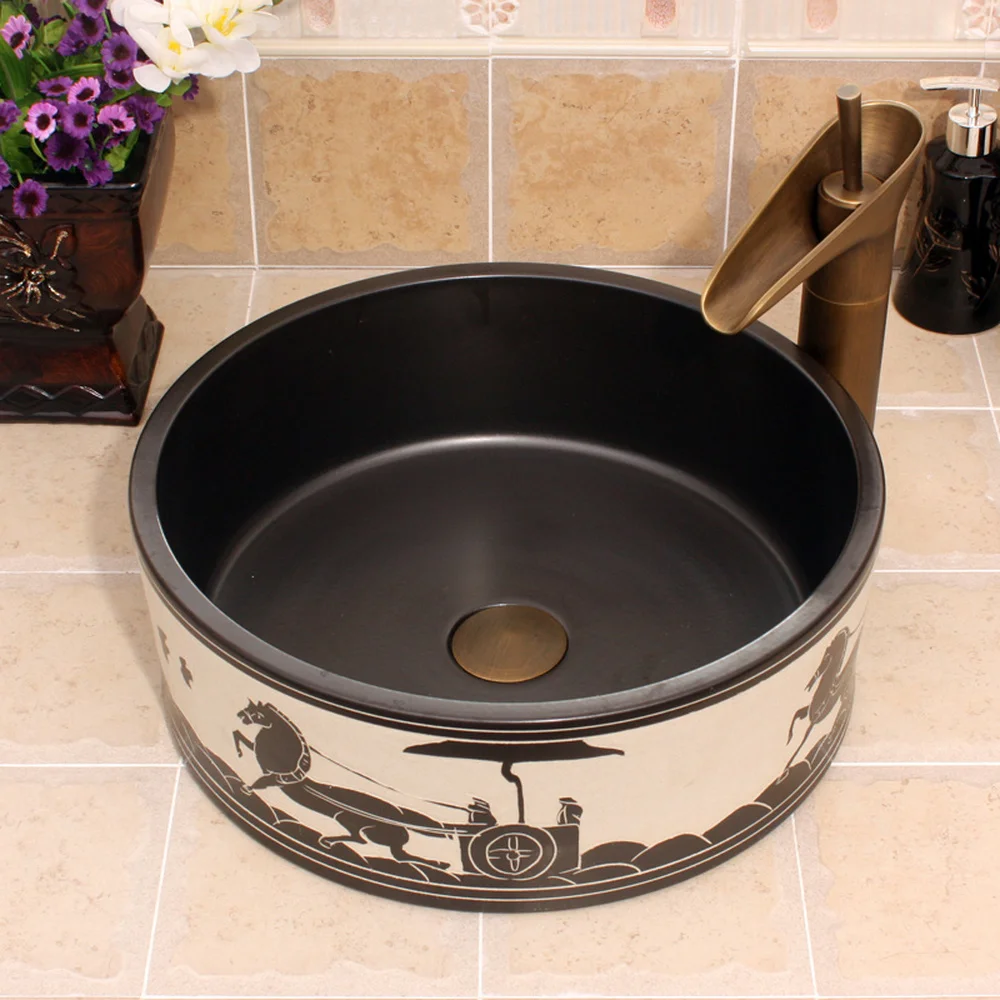 Ceramic art basin above counter basin washbasin washbasin basin straight black and white carriage LO613309
Ceramic art basin above counter basin washbasin washbasin basin straight black and white carriage LO613309