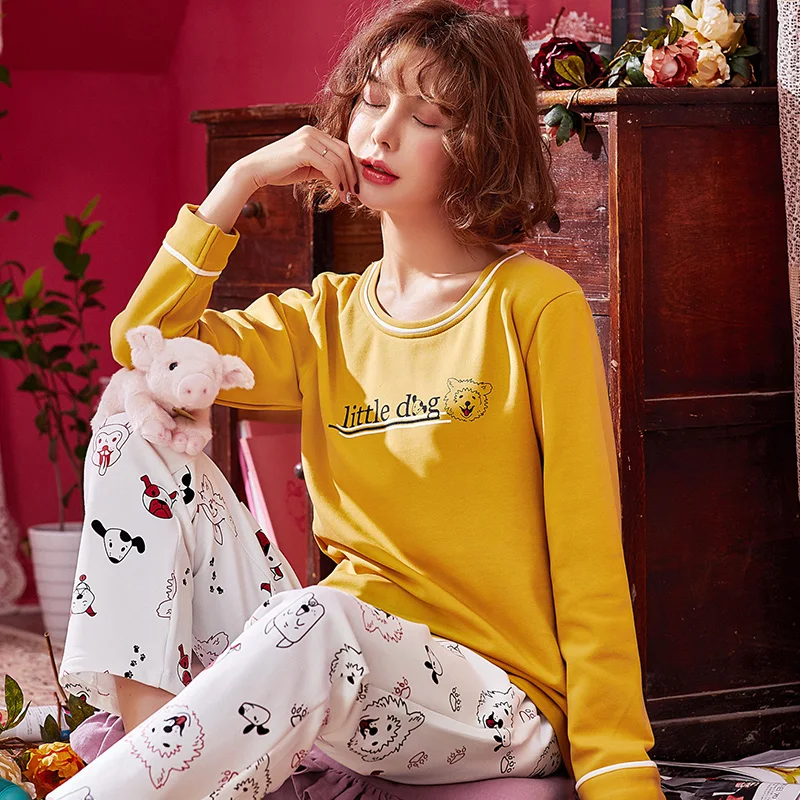 Cotton Pajamas Women long sleeve + trousers 2 pieces autumn winter tracksuit for women fashion cartoon pijamas mujer
Cotton Pajamas Women long sleeve + trousers 2 pieces autumn winter tracksuit for women fashion cartoon pijamas mujer