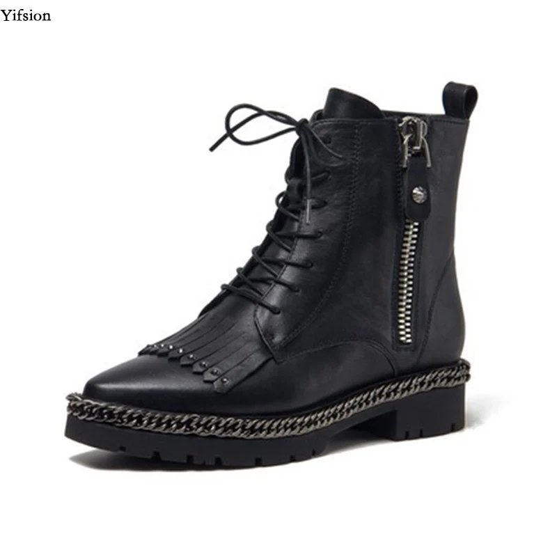 Olomm Women Winter Leather Ankle Boots Sexy Rivets Square Med Heels Boots Pointed Toe Black Party Punk Shoes Women US Size 4-9
Olomm Women Winter Leather Ankle Boots Sexy Rivets Square Med Heels Boots Pointed Toe Black Party Punk Shoes Women US Size 4-9