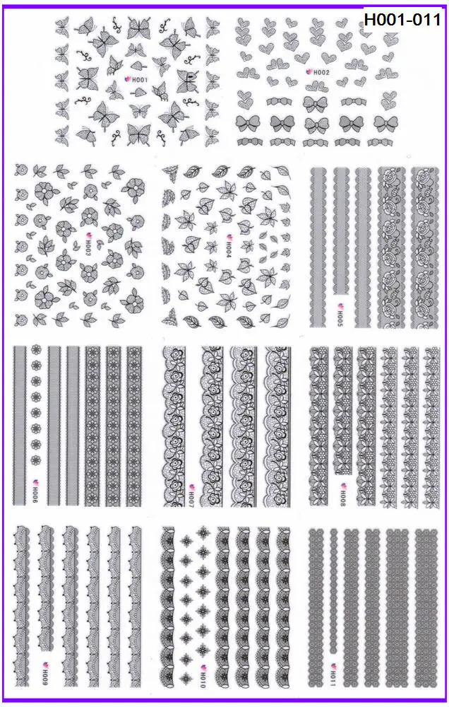 11 PACKS / LOT 3D SIMULATION BLACK LACE LEAF HEART SELF-ADHESIVE NAIL TATTOOS STICKER H001-011
11 PACKS / LOT 3D SIMULATION BLACK LACE LEAF HEART SELF-ADHESIVE NAIL TATTOOS STICKER H001-011