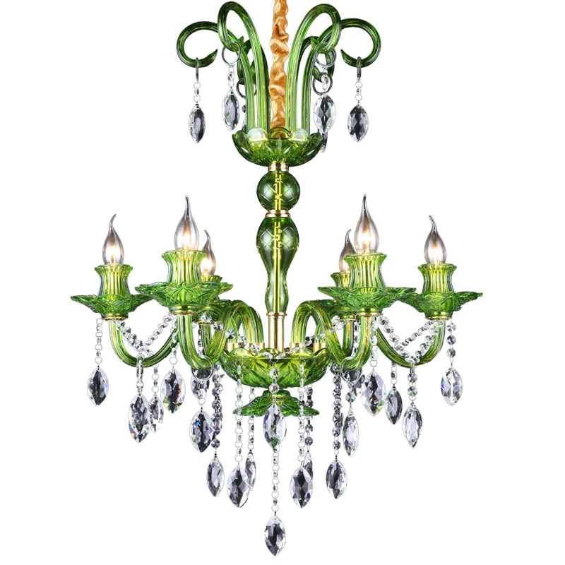 E14 European Green Glass Chandeliers Fixture Lighting 6 Candle Lights Modern Luxury Crystal Hotel Dining Room Suspened Lamps 610
E14 European Green Glass Chandeliers Fixture Lighting 6 Candle Lights Modern Luxury Crystal Hotel Dining Room Suspened Lamps 610