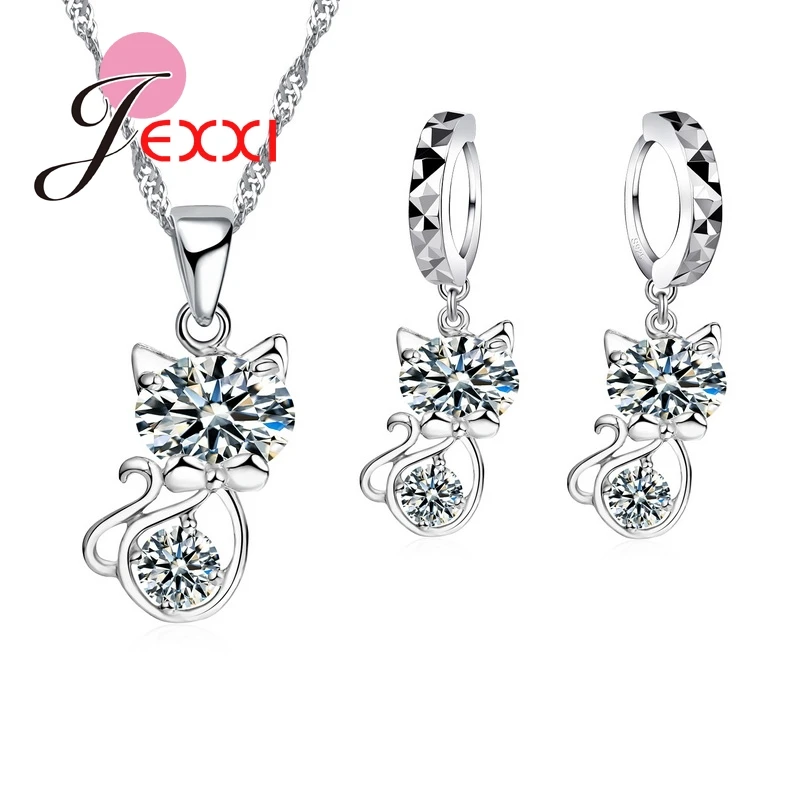 925 Sterling Silver Cubic ia Wedding Jewelry Sets AAA Cute Animal Cat Necklace Earrings Women Collar Brincos
925 Sterling Silver Cubic ia Wedding Jewelry Sets AAA Cute Animal Cat Necklace Earrings Women Collar Brincos