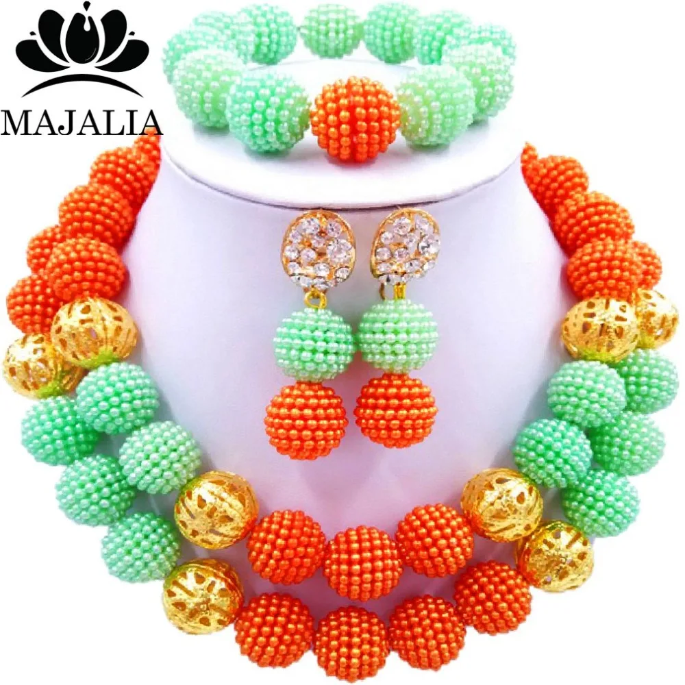 Majalia Fashion Orange and Light green Lady Nigerian Wedding African Jewelry Set Plastic Beads Bride Jewelry Sets 2QW036
Majalia Fashion Orange and Light green Lady Nigerian Wedding African Jewelry Set Plastic Beads Bride Jewelry Sets 2QW036