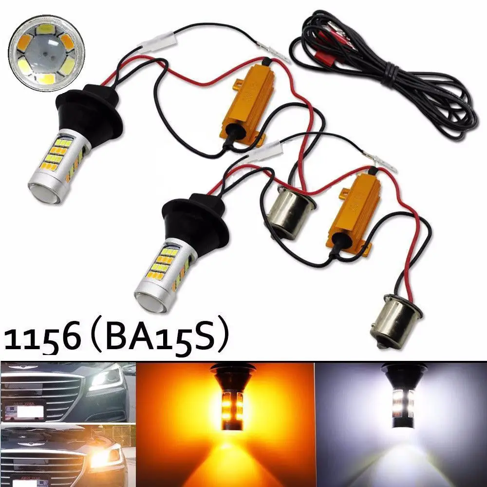 42-SMD S25 1156 BA15S Switchback LED Bulbs White Yellow (Amber) LED Bulbs for Daytime Running Light(DRL) Light Lamp
42-SMD S25 1156 BA15S Switchback LED Bulbs White Yellow (Amber) LED Bulbs for Daytime Running Light(DRL) Light Lamp