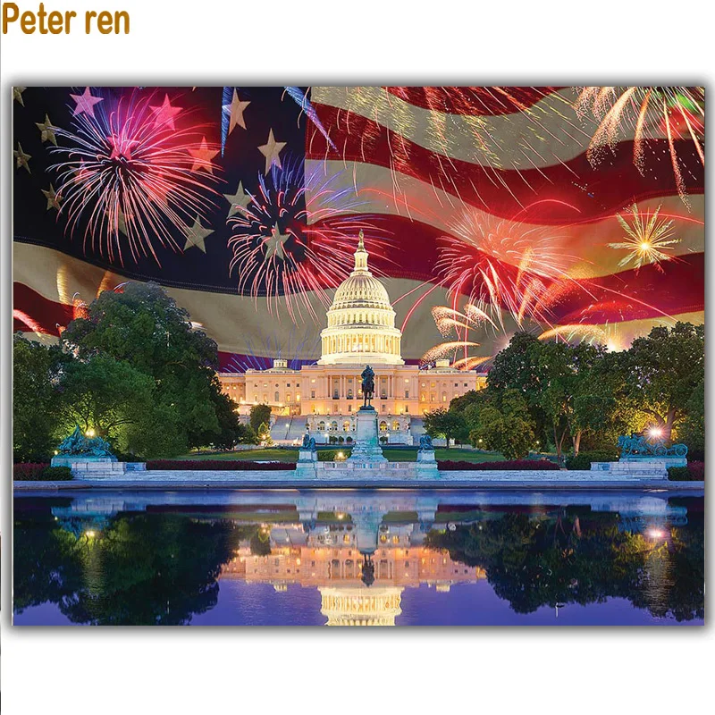 Peter ren Diy crafts Diamond Painting America Flag White House Firework Picture Of Rhinestone Diamond Embroidery Home Decoration
Peter ren Diy crafts Diamond Painting America Flag White House Firework Picture Of Rhinestone Diamond Embroidery Home Decoration