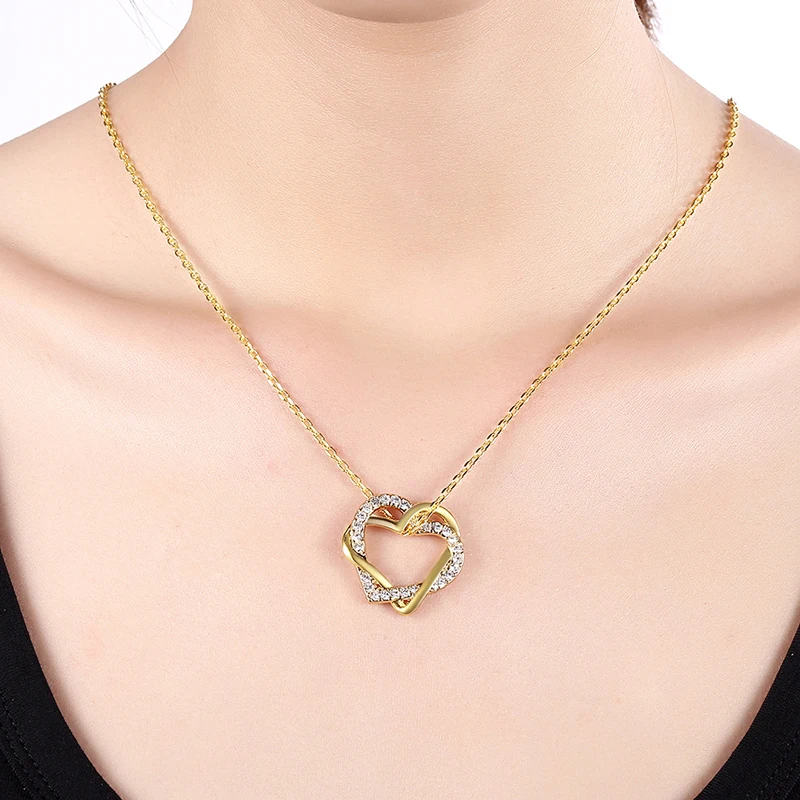 Love Gift White stones gold color jewelry Fashion Heart necklace pendant for women P2012
Love Gift White stones gold color jewelry Fashion Heart necklace pendant for women P2012