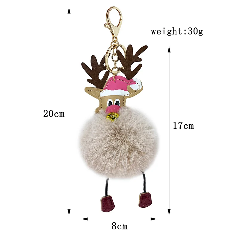 PU artificial leather Christmas elk bells fur ball key ring pendant imitation wool bag car ornaments Christmas gifts
PU artificial leather Christmas elk bells fur ball key ring pendant imitation wool bag car ornaments Christmas gifts